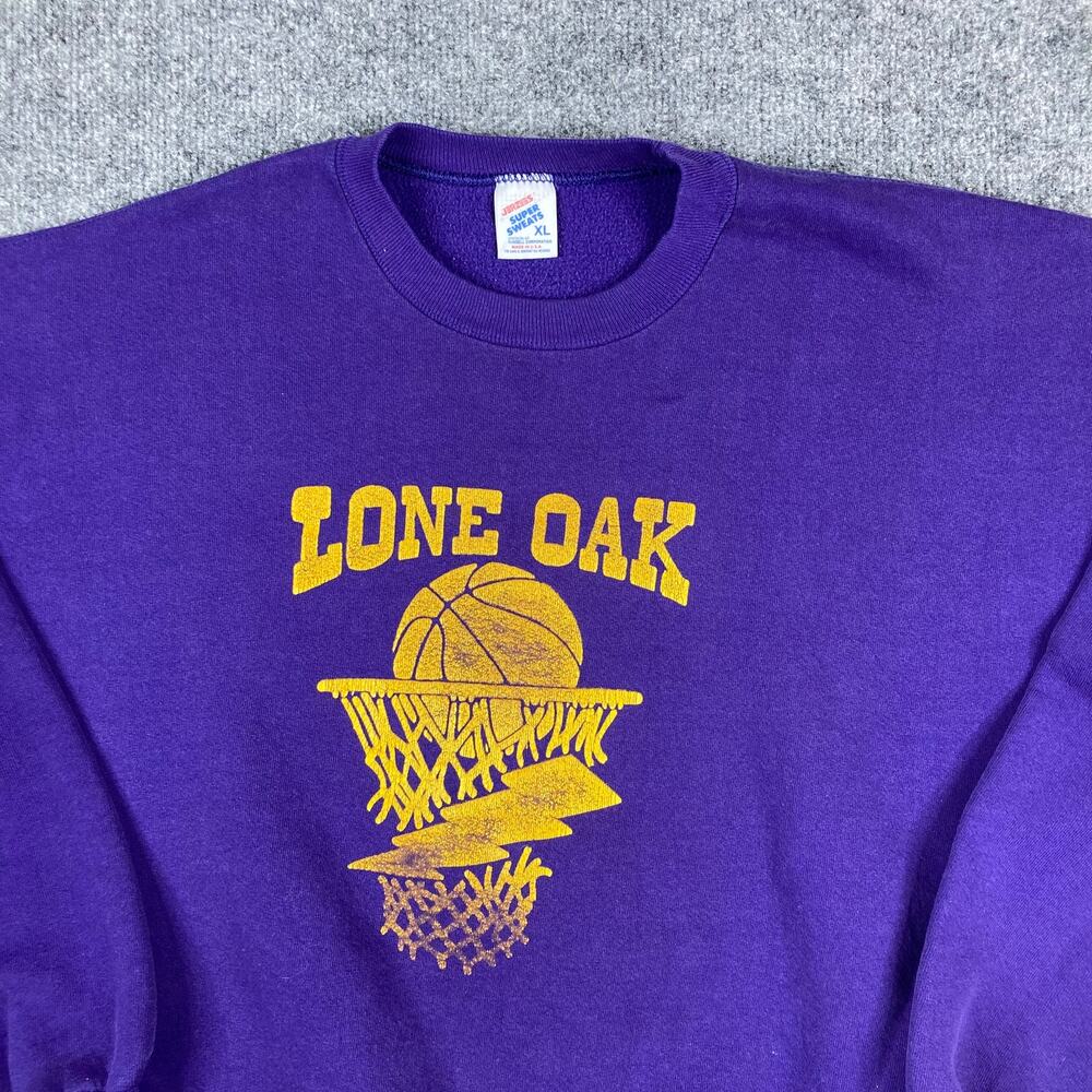 Jerzees Sweatshirt Mens‎ XL Purple Lone Oak Basketball Graphic USA